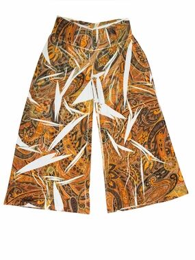 Vintage Y2K Carolina Paisley Gaucho Pants Wide Leg Cropped Boho Retro Small